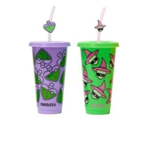 David’s Tea Plastic Halloween Cups with Straws